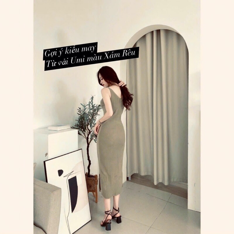 Vải thun Umi  - màu  XÁM RÊU