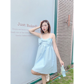 Dtk096- đầm 2 dây chất tafta nơ to