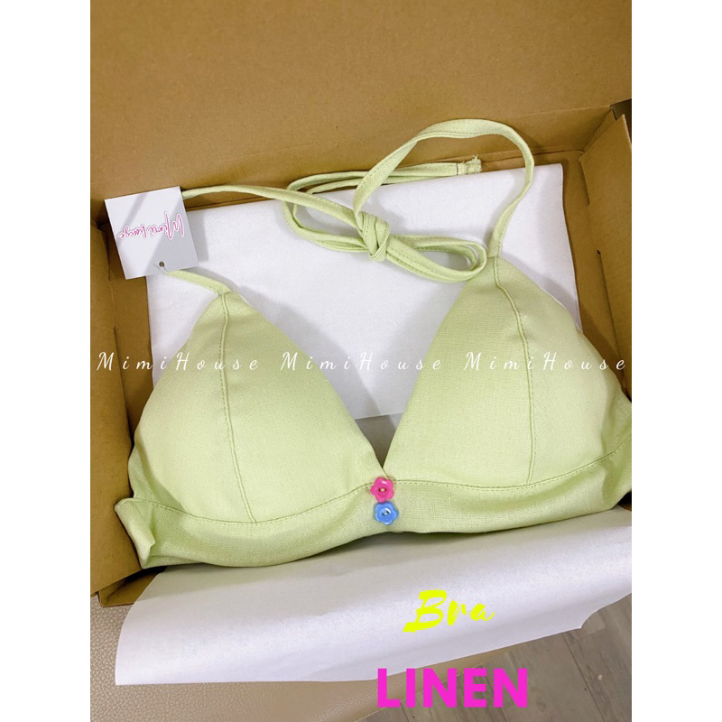 Áo bra Erica linen  buộc dây cổ nhiều màu - Hàng handmade - Mimi house