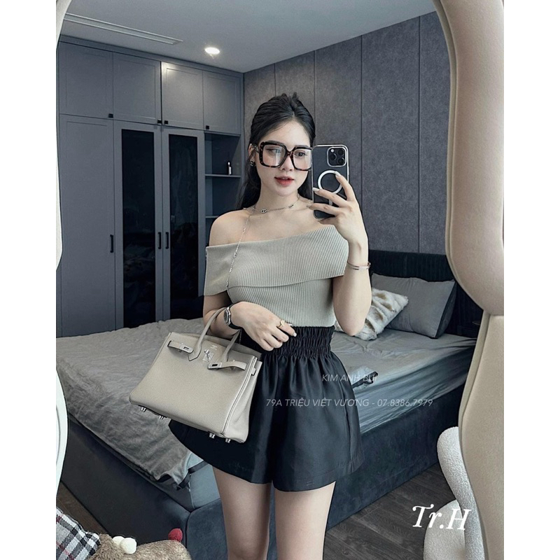 Áo len trễ vai full màu Kim Anh Bùi