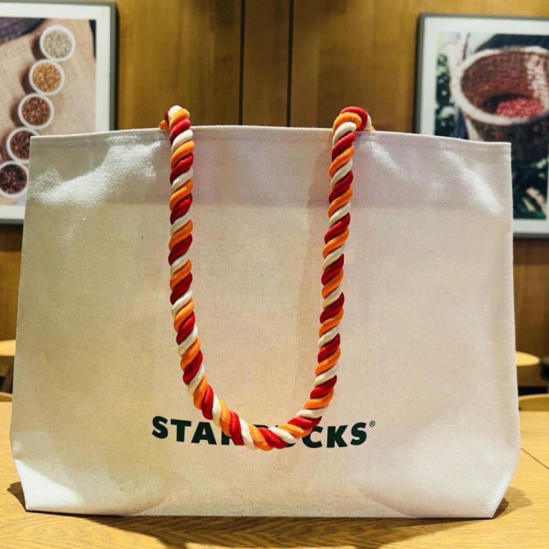 TÚI VẢI IN STARBUCK SIZE SIÊU TO, QUAI THẮT COLOR BLOCK