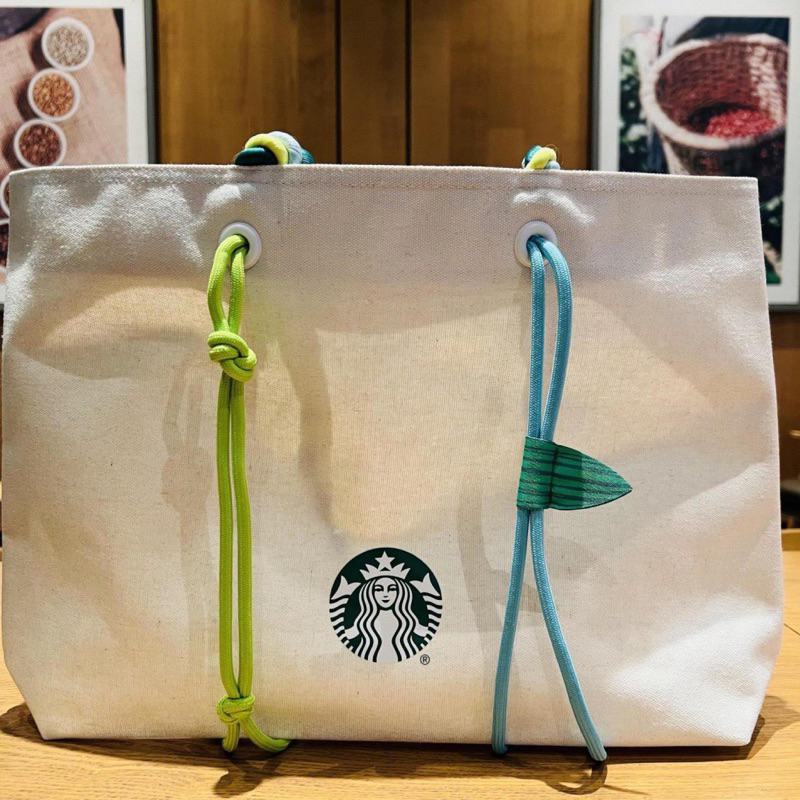 TÚI VẢI IN STARBUCK SIZE SIÊU TO, QUAI THẮT COLOR BLOCK