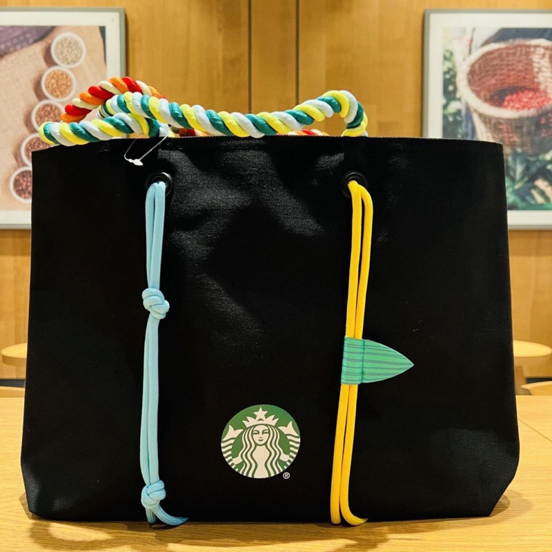 TÚI VẢI IN STARBUCK SIZE SIÊU TO, QUAI THẮT COLOR BLOCK