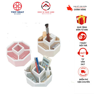 hộp nhựa để bút ,Khay tiện ích lục giác 5 ngăn để bàn nhựa Việt Nhật, khay đựng đồ đa năng màu xinh xắn 1337