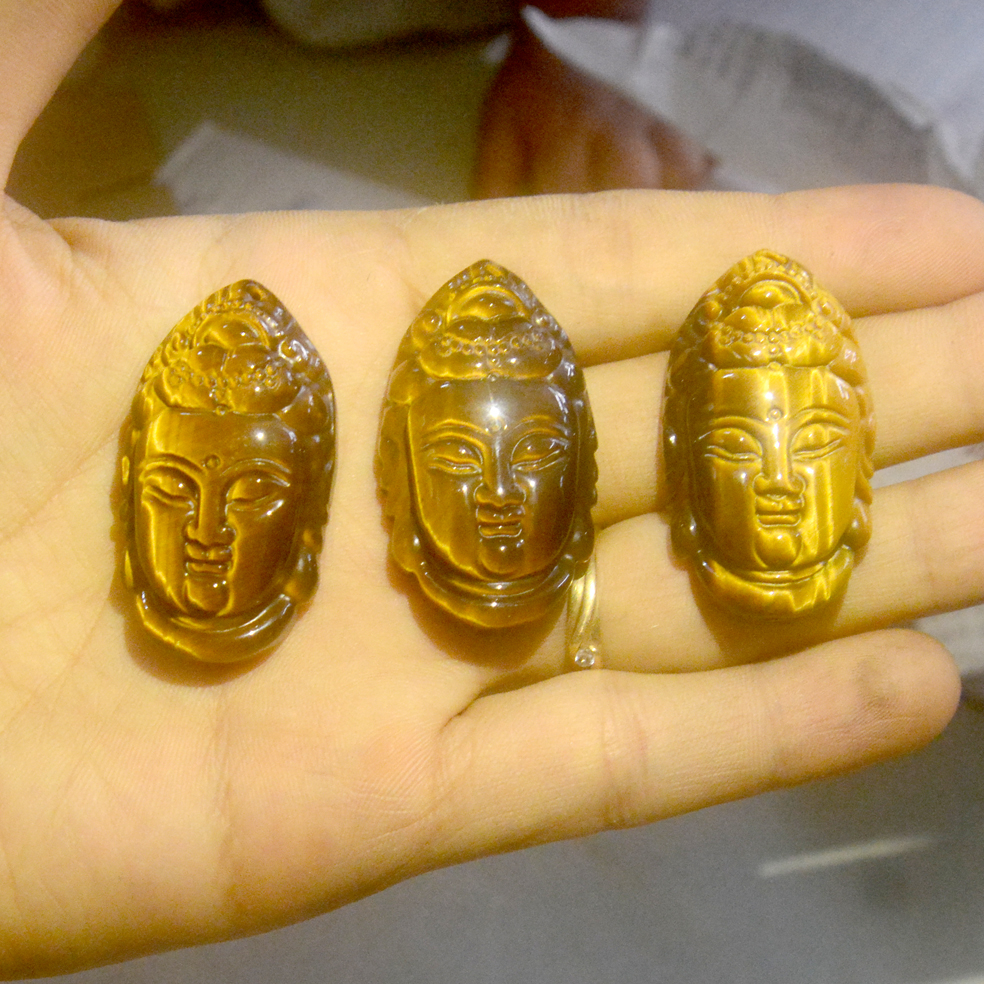 Mặt dây chuyền đá hình Phật-Quan Âm- Di Lặc-Tặng dây chuyên inox