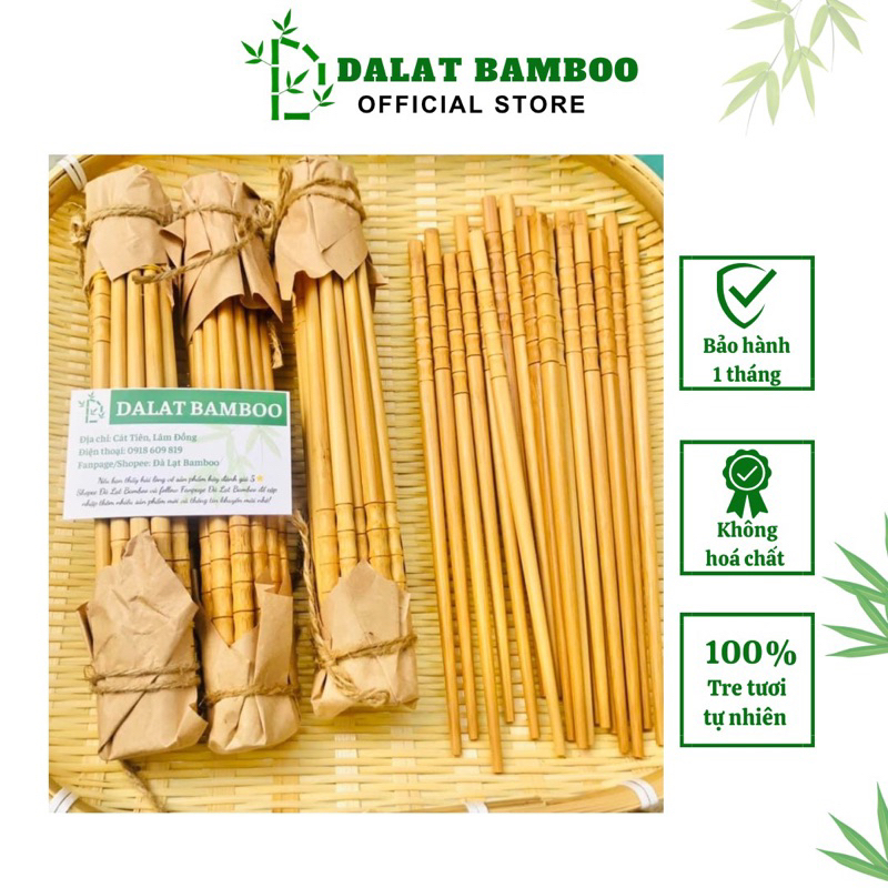 Đũa tre sạch  - Đũa ăn cơm, đũa gỗ tre chống trơn, Dalat Bamboo -  Không độc hại bảo vệ môi trường