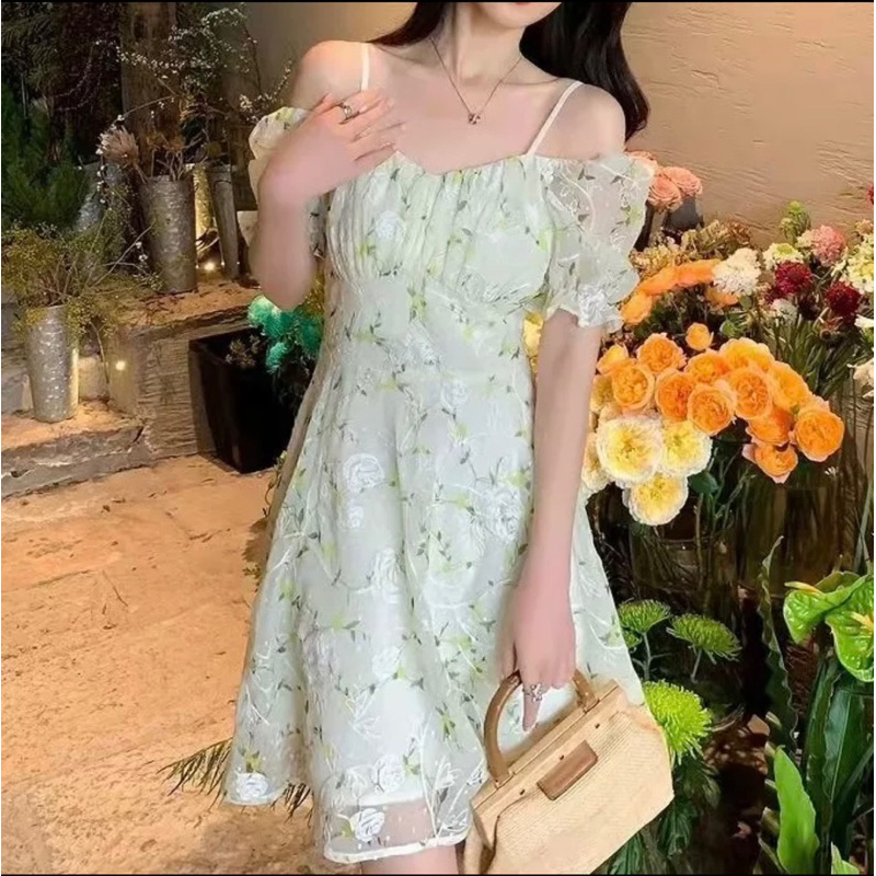 Đầm Ngắn Tay Họa Tiết Thêu Hoa Phong Cách Phương Tây Thời Trang Mùa Hè Mới Cho Nữ