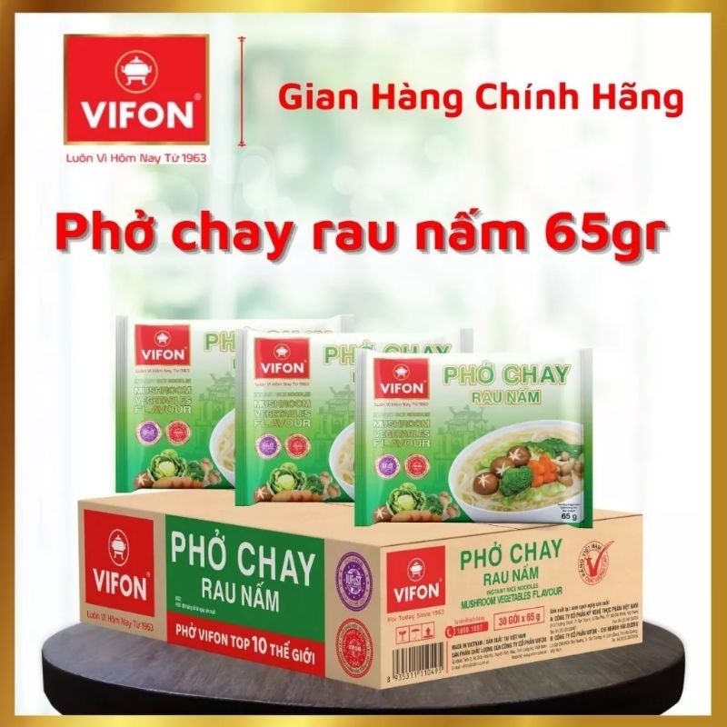 PHỞ CHAY RAU NẤM VIFON 1 THÙNG 30 GÓI 65G.