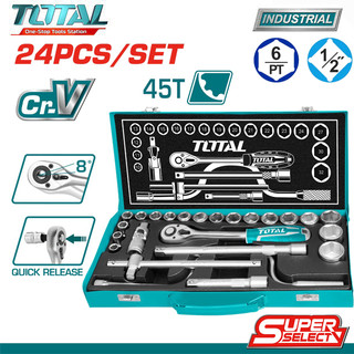 Bộ 24 đầu tuýp 1/2'' dụng cụ sữa xe ô tô total tht121242