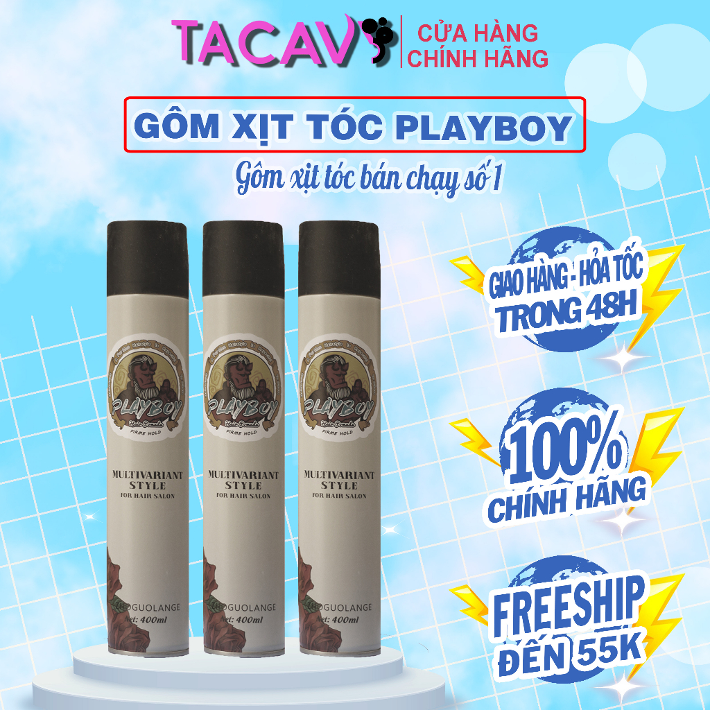 Gôm xịt tóc playboy 400ml Chính hãng, Gôm bạc giữ nếp tạo kiểu nam nữ