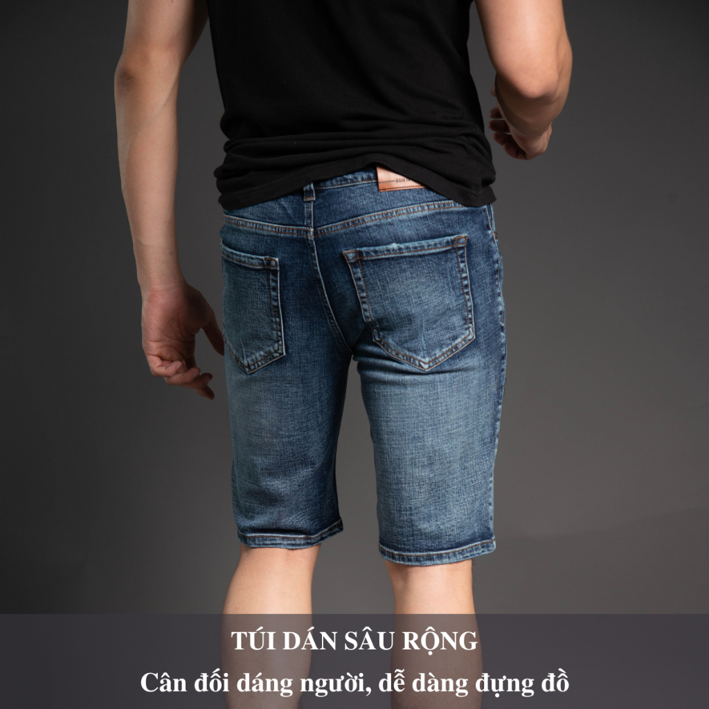 Quần Short Jean Nam Dáng Ôm Slimfit Rách Xước H90 Cao Cấp Chất Bò Co Giãn J021