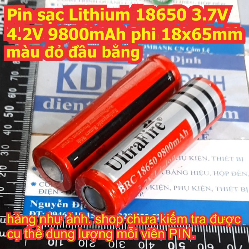Pin sạc Lithium 18650 3.7V 4.2V 9800mAh / 5000mAh màu đỏ / xanh dương đầu lồi / bằng kde3275