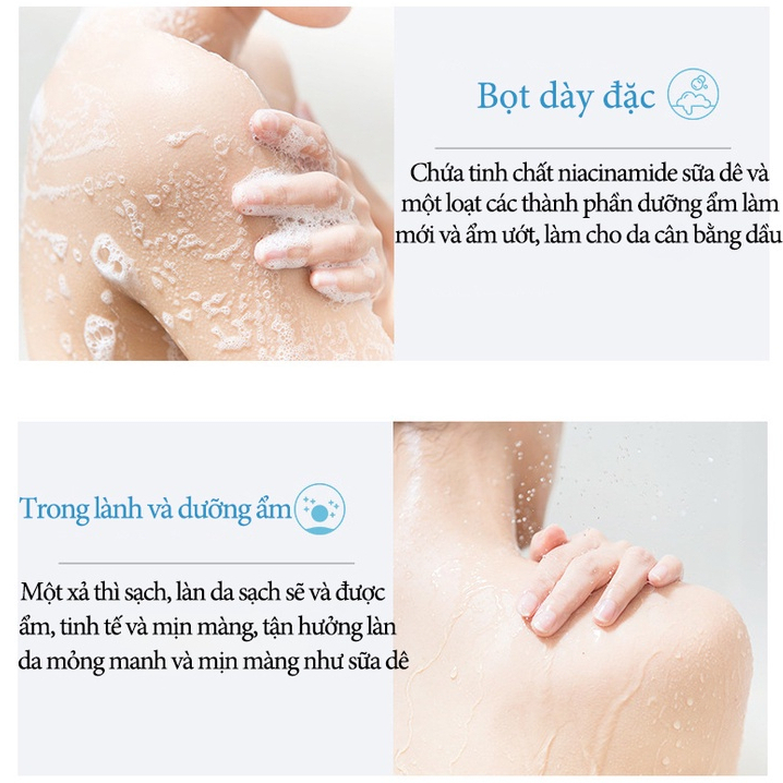 Sữa tắm trắng da sữa tắm dê 800ml sữa dê dưỡng trắng niacinamide làm sạch sâu hương thơm nồng nàn lâu dài