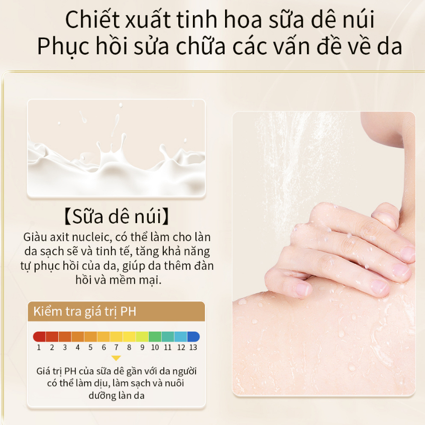 Sữa tắm trắng da sữa tắm dê 800ml sữa dê dưỡng trắng niacinamide làm sạch sâu hương thơm nồng nàn lâu dài