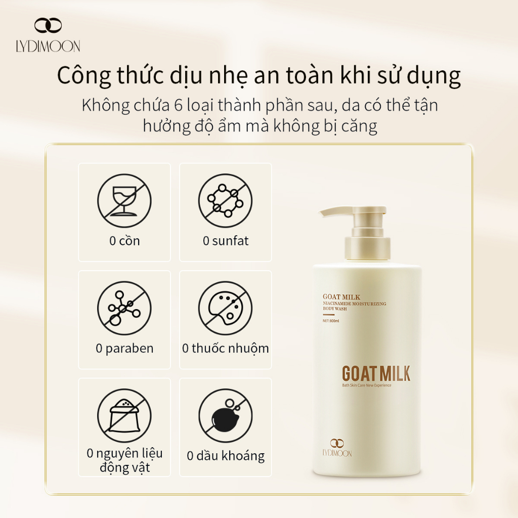 Sữa tắm trắng da sữa tắm dê 800ml sữa dê dưỡng trắng niacinamide làm sạch sâu hương thơm nồng nàn lâu dài