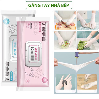Găng tay cao su làm bếp hộp 30 găng tay dày dặn