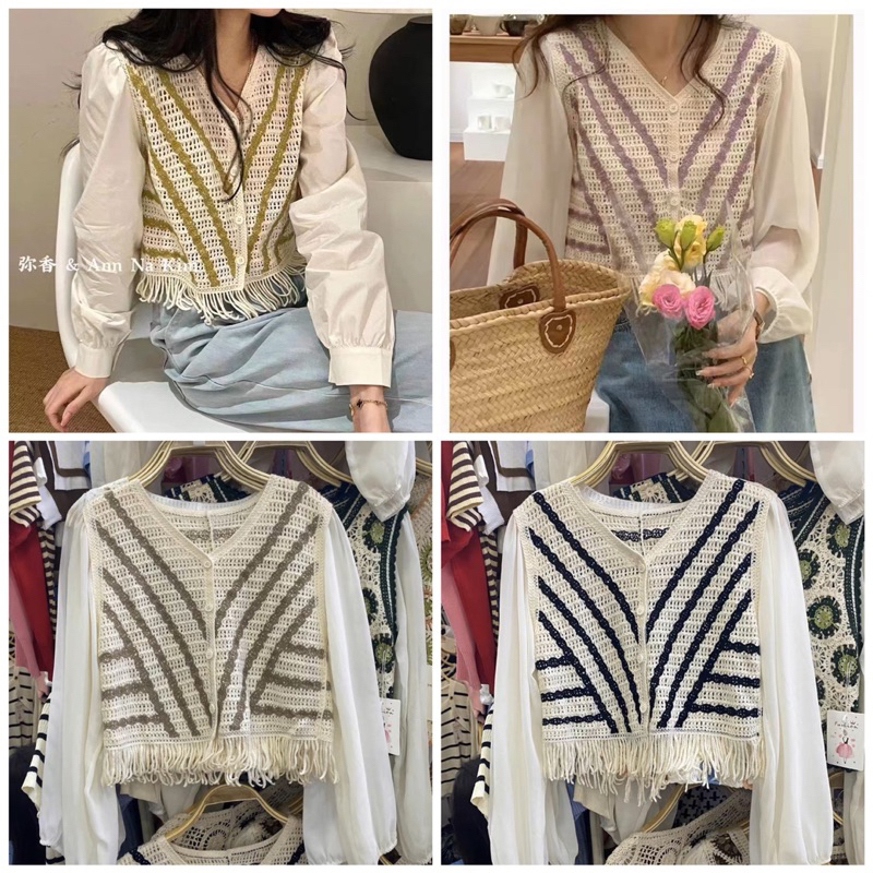 👒👒FREESHIP👒Áo Len QC pha tay sơmi kèm ảnh thật cận chất ạ