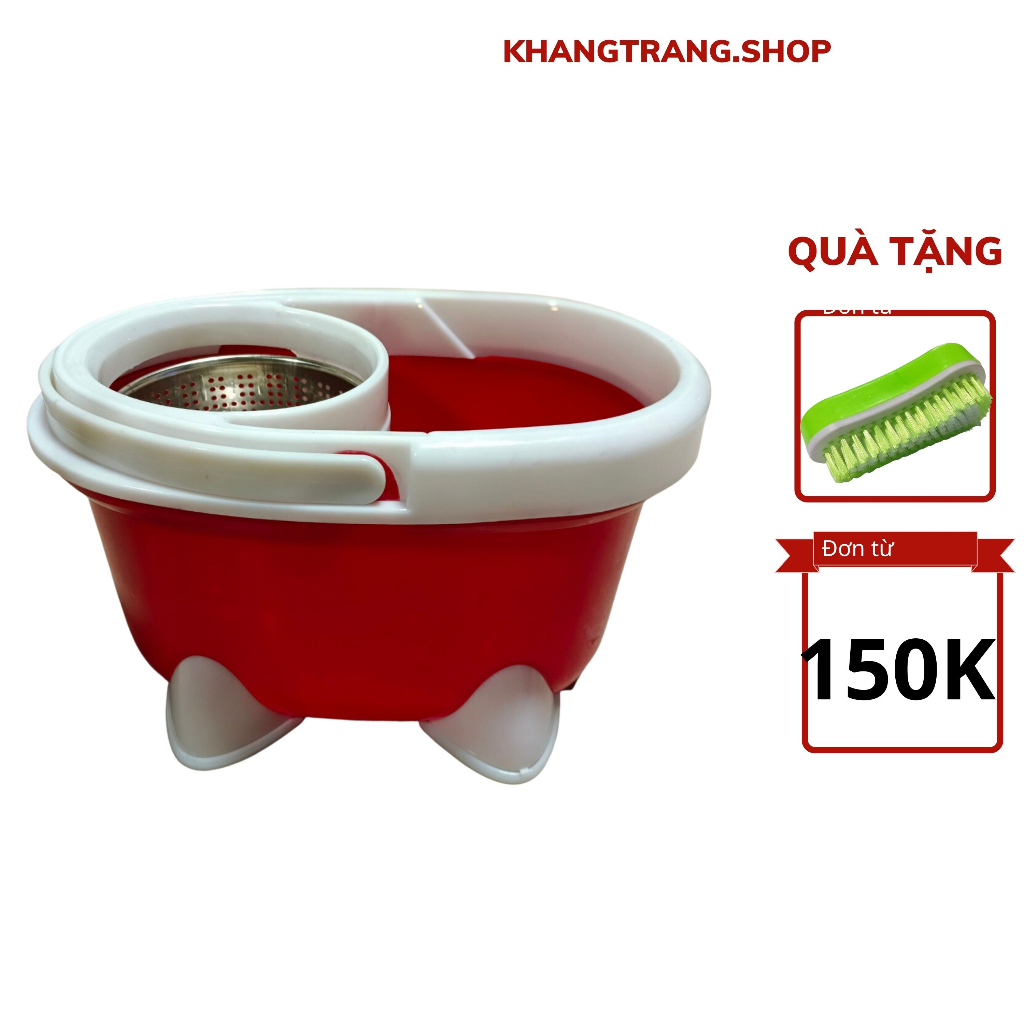 Bộ lau nhà thông minh 360 độ, cây lau nhà tự vắt lồng inox , cây vắt nhanh siêu nhẹ tặng kèm 2 bông