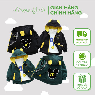 7- Áo khoác cho bé trai bé gái, Áo khoác gió chống nắng cho bé trai bé gái Mickey HAPPYBABY