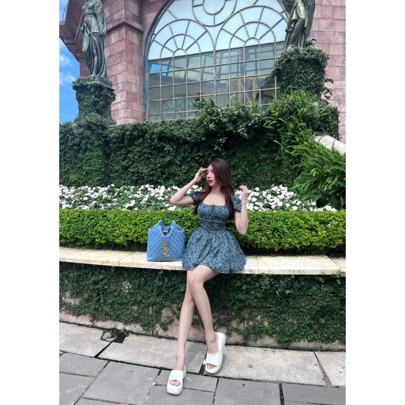 Váy hoa tơ nhí dáng xoè