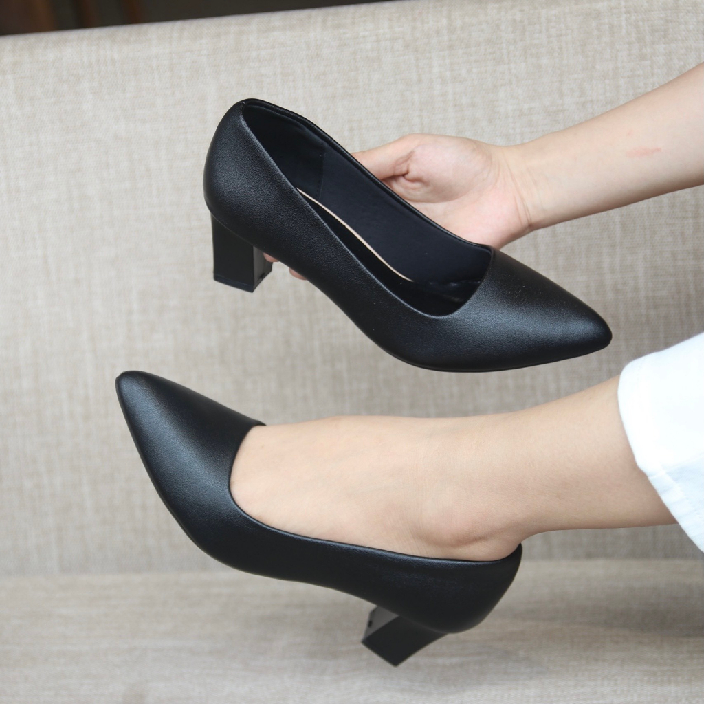 Giày cao gót mũi nhọn cao 5 cm kèm đế cao su non chống trượt, giày công sở mèlii, giày bít mũi 5 cm
