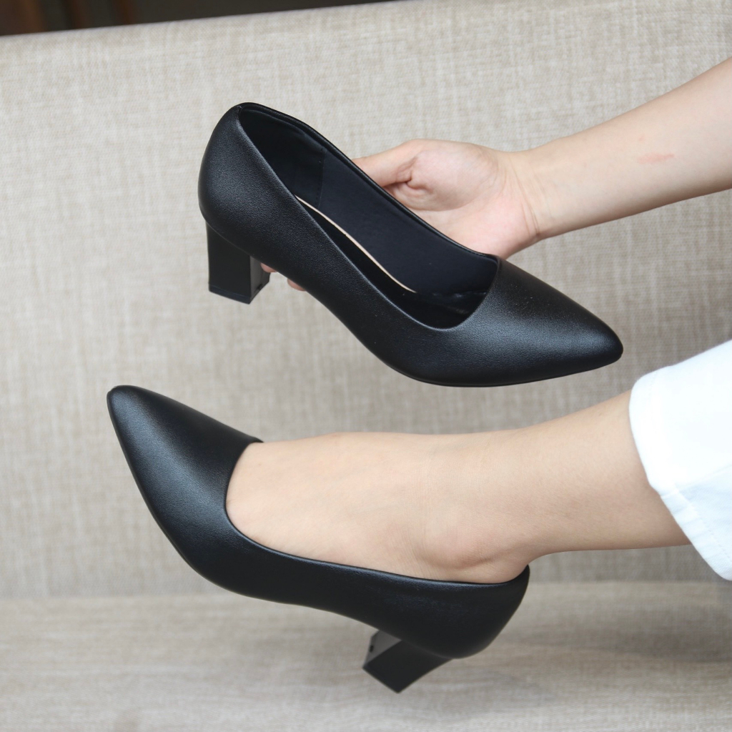 Giày cao gót mũi nhọn cao 5 cm kèm đế cao su non chống trượt, giày công sở mèlii, giày bít mũi 5 cm