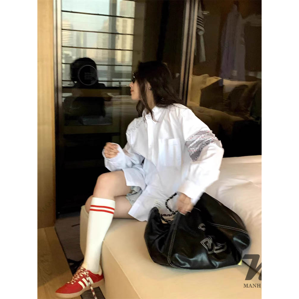 🏆  - Sơ Mi Thom - Sơ Mi Thom Tay Rách Nhẹ Vạch Thêu - Chuẩn Loại 1 Hàng QCCC Manh Hung Shop 219