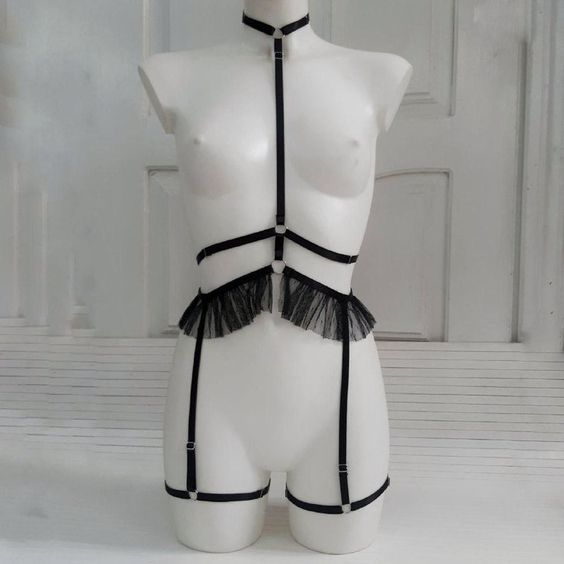 Bộ dây harness sexy phối bèo dễ thương - bk139 -CAMLUU99