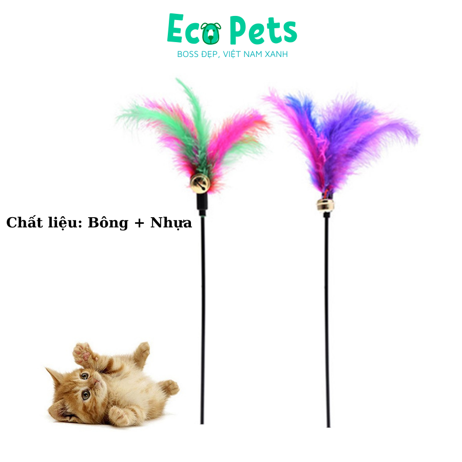 Đồ chơi cho mèo ECOPETS cần câu mèo bằng dây thép dẻo đồ chơi có chuông cho mèo giải trí màu sắc đáng yêu