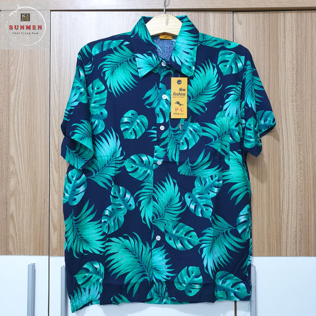 ÁO SƠ MI ĐI BIỂN UNISEX CHẤT LANH HỌA TIẾT HOA LÁ MỀM MẠI THOÁNG MÁT SUNMEN