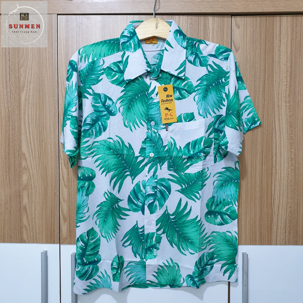 ÁO SƠ MI ĐI BIỂN UNISEX CHẤT LANH HỌA TIẾT HOA LÁ MỀM MẠI THOÁNG MÁT SUNMEN