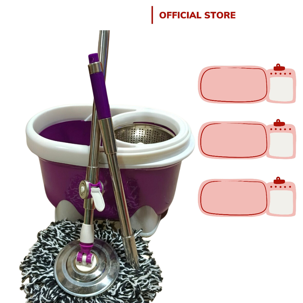 Bộ lau nhà thông minh 360 độ, cây lau nhà tự vắt lồng inox , cây vắt nhanh siêu nhẹ tặng kèm 2 bông