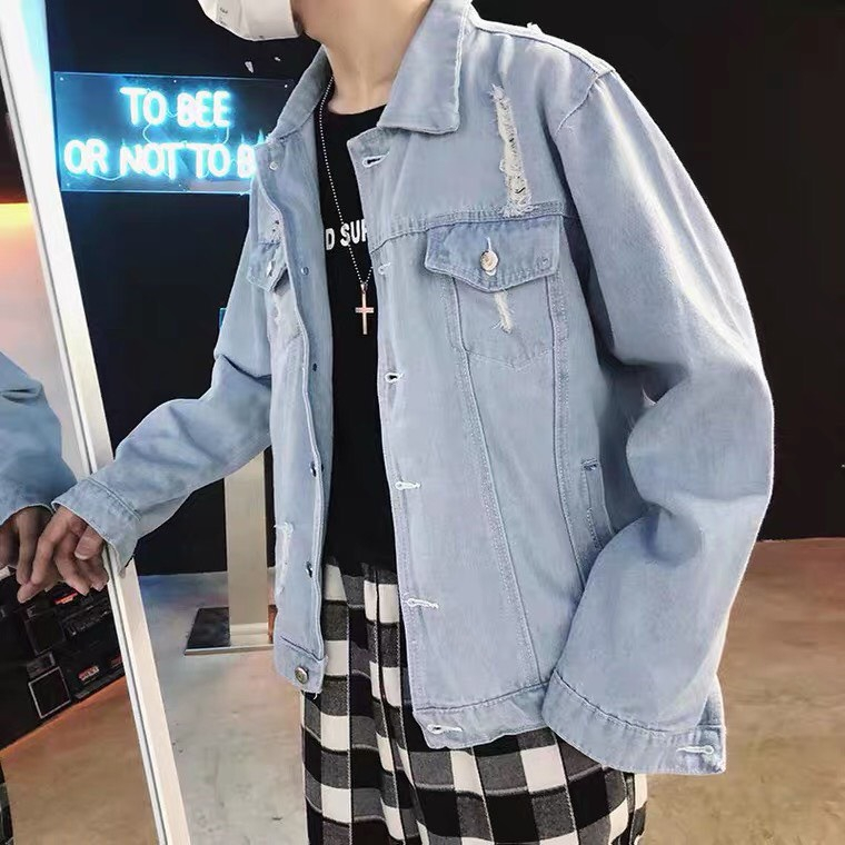 Áo khoác bò nam nữ form suông rộng áo khoác ngoài jean MIAA basic kaki unisex rách phong cách Hàn quốc trẻ trung