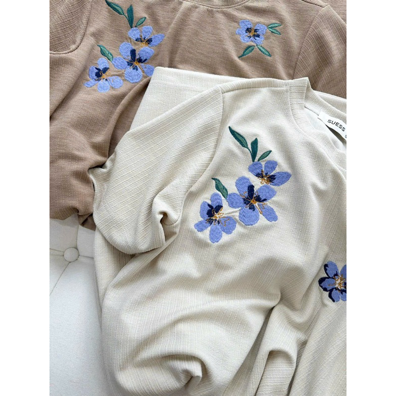 Đầm thun thêu hoa