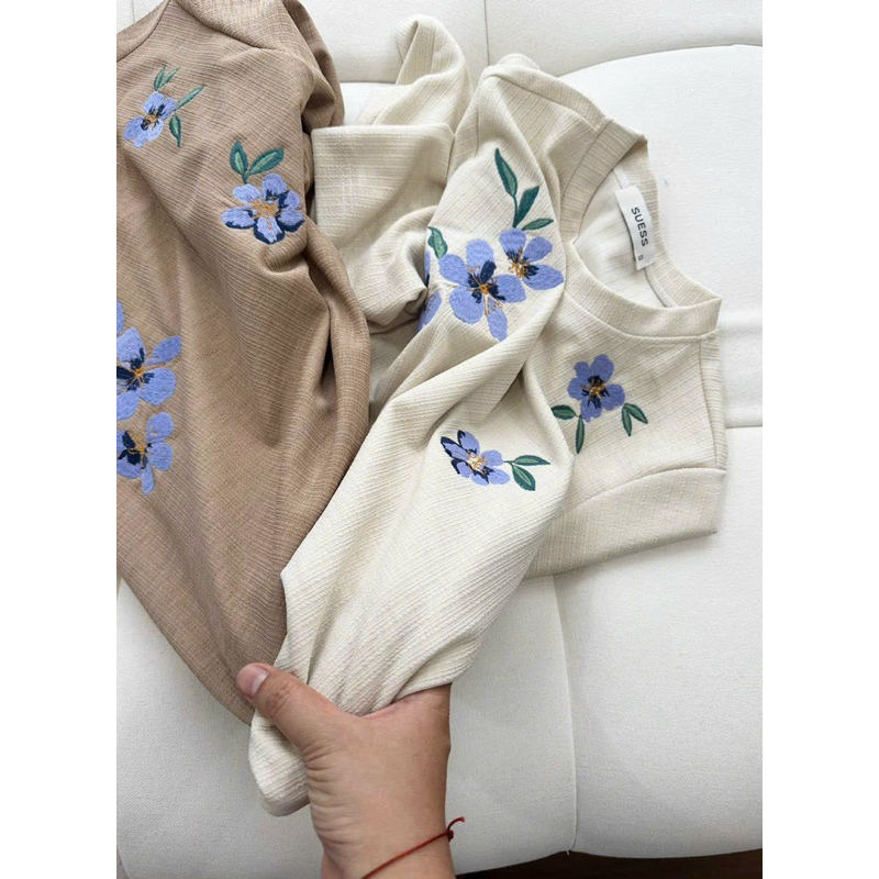 Đầm thun thêu hoa