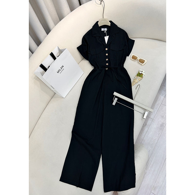 Jumpsuit Cổ Vest Dáng Dài Cộc Tay Dây Rút Eo Sang Chảnh JS0035 - Yamy888 | BigBuy360 - bigbuy360.vn