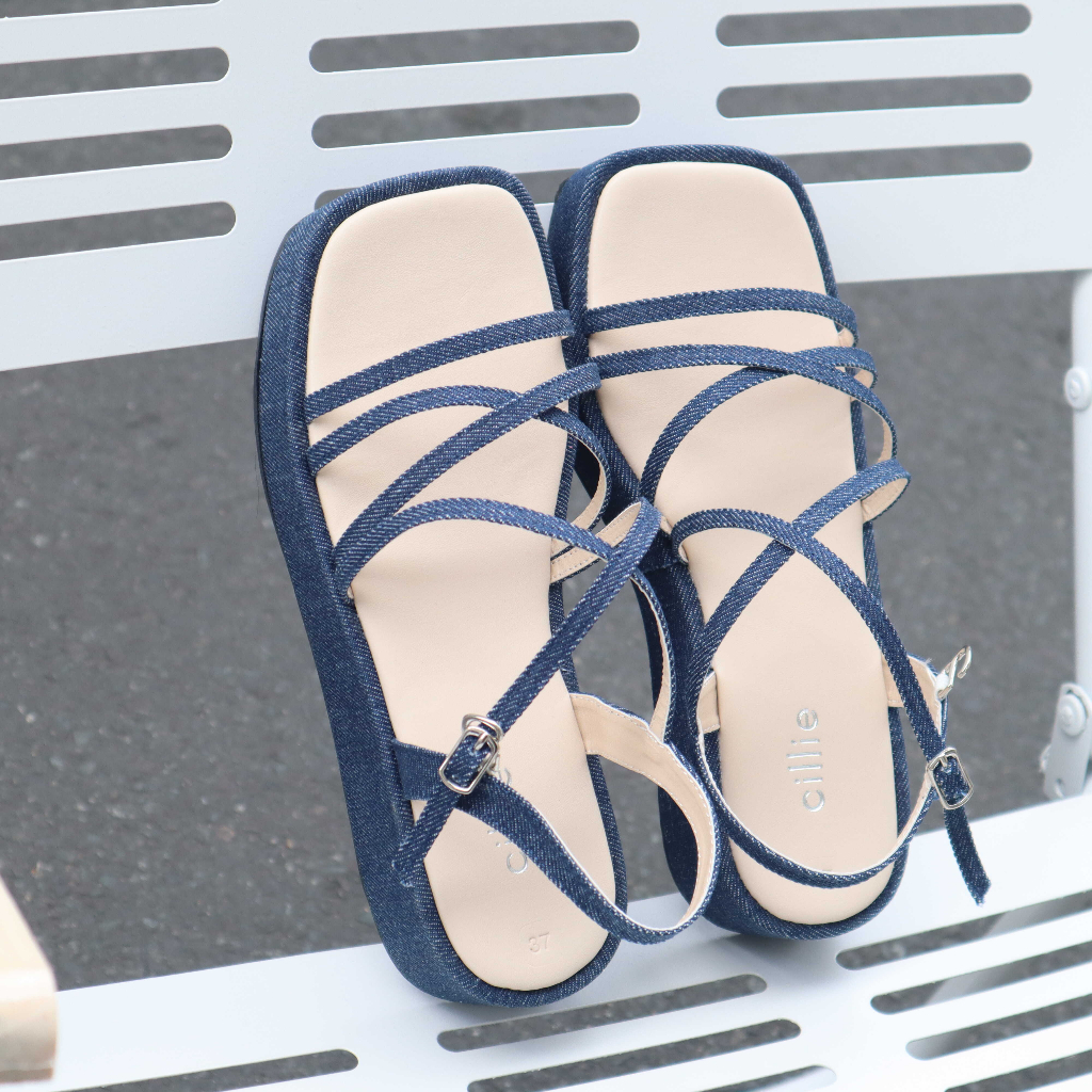 Giày sandal bánh mì nữ dây mảnh trẻ trung êm mềm cao 4cm 1014