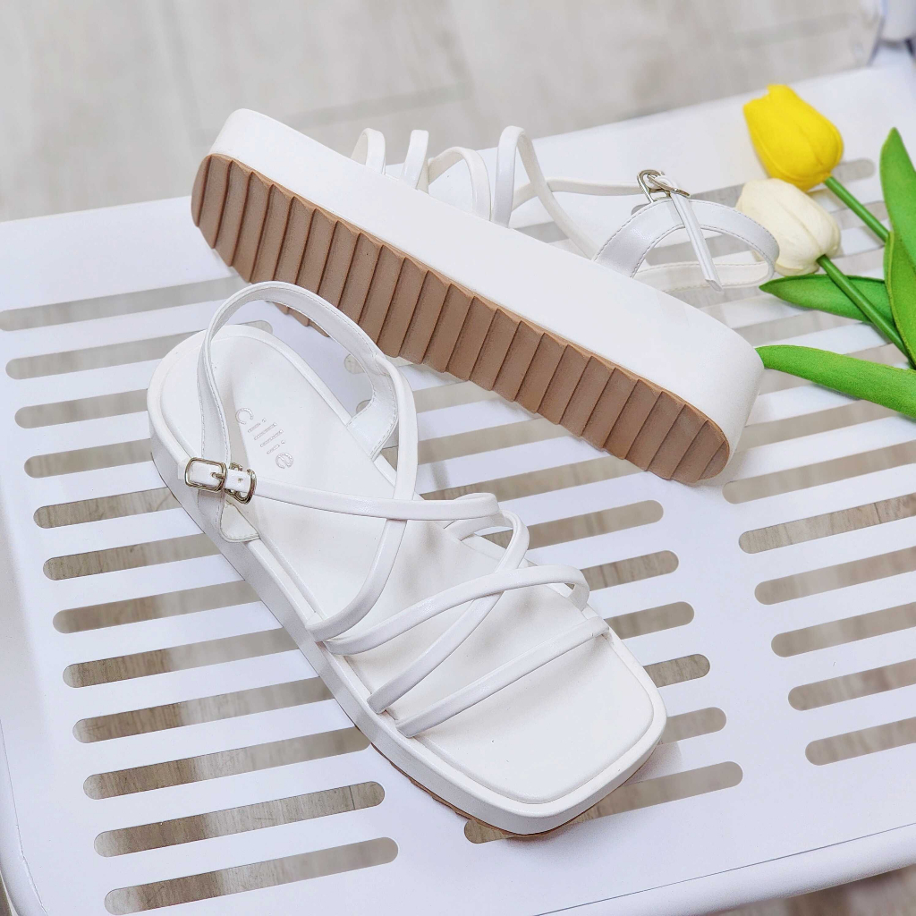 Giày sandal bánh mì nữ dây mảnh trẻ trung êm mềm cao 4cm 1014