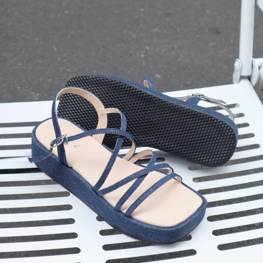 Giày sandal bánh mì nữ dây mảnh trẻ trung êm mềm cao 4cm 1014