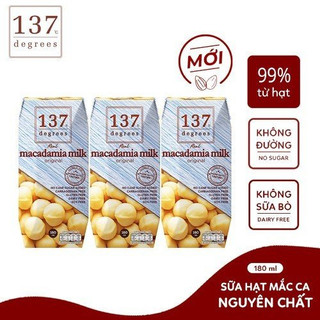 [VỊ MỚI LỰA CHỌN] Sữa Hạt Mắc Ca Nguyên Chất 137 Degrees 180ml (Lốc 3 Hộp)