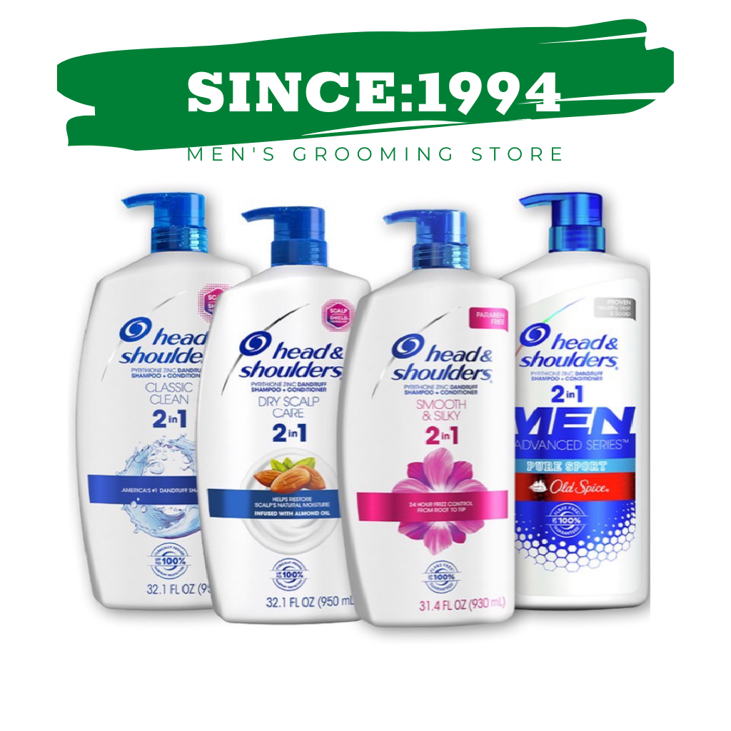 Dầu gội xả 2in1 Head & Shoulders 950ml Classic Clean, Smooth Silky, Old Spice Pure Sport 930ml