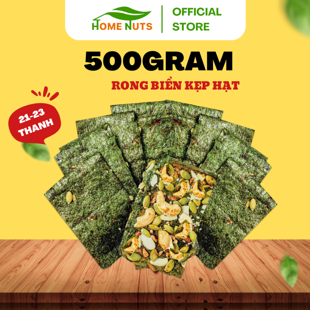 500GRAM rong biển kẹp hạt dinh dưỡng, hạt điều, hạnh nhân lát, bí xanh, không chiên qua dầu, không chất bảo quản