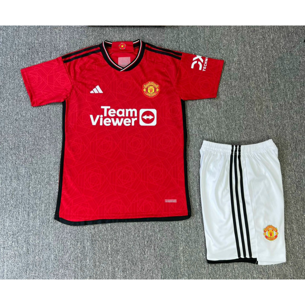 Bộ quần áo bóng đá M.U.Manchester United mùa giải 2023-2024 màu đỏ quần trắng