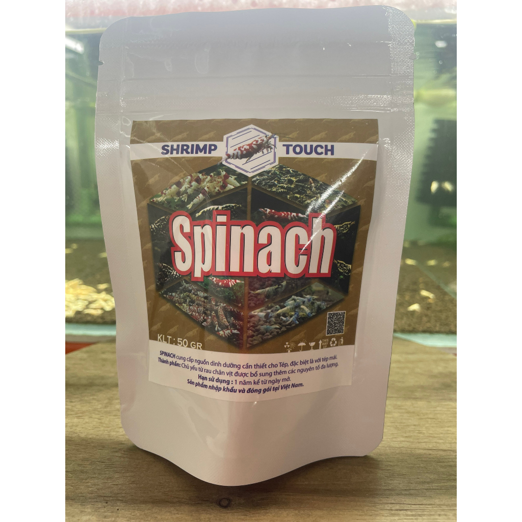 Thức ăn tép cảnh Spinach siêu bu Hũ 20gr và gói 50gr