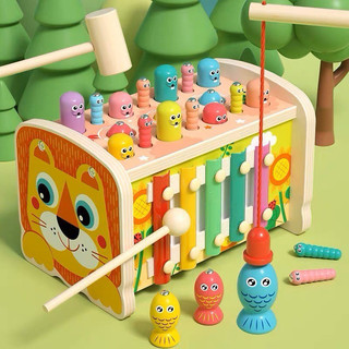 Đập chuột sư tử kết hợp đàn đa năng bằng gỗ cao cấp cho bé, đồ chơi montessori shop kidtoyshn, dcst