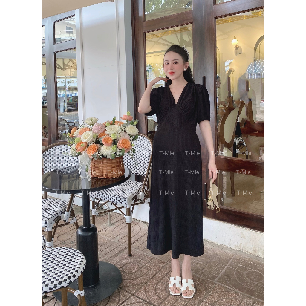 T-Mie | Đầm Bầu Maxi Quảng Châu (Có Sẵn) Chất Thun Gân Cổ V Siêu Xinh ,MD4868