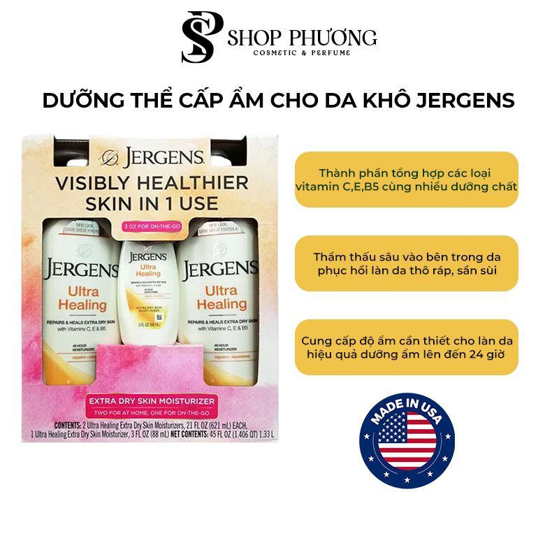 SỮA DƯỠNG THỂ GIỮ ẨM TOÀN THÂN DÀNH CHO DA KHÔ JERGENS ULTRA HEALING MỸ