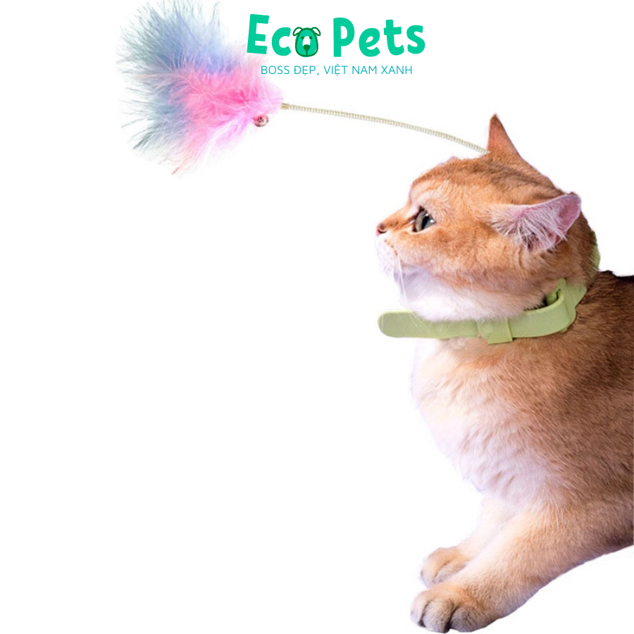 Đồ chơi cho mèo ECOPETS tương tác tự động giải trí giảm stress cho mèo cần câu mèo lông vũ kèm chuông