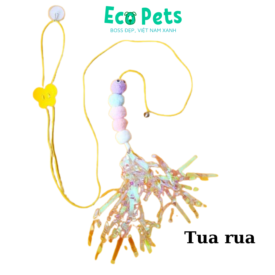 Đồ chơi cho mèo ECOPETS tương tác tự động giải trí giảm stress cho mèo cần câu mèo lông vũ kèm chuông