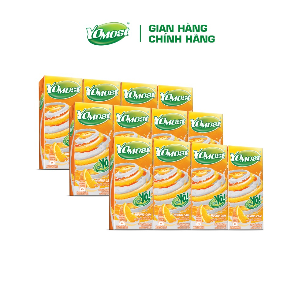 Combo 3 Lốc sữa chua lên men tự nhiên Yomost hương cam 4x170ml/lốc